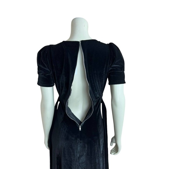 Nicoletta Carlone Black Velvet Dress XS Pierced Heart Sequin Dagger Goth 30s 40s - Picture 8 of 12